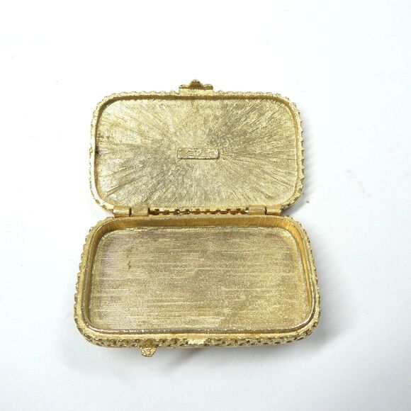 Estee Lauder Pillbox Perfume Compact Vintage Enamel Blue Goldtone - Picture 6 of 8